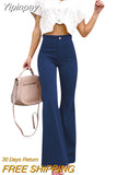 Yipinpay High Waist Corduroy Long Flared Pants Women Casual Street Wear Solid Color Button Bell Bottom Trousers Female Bottoms 920