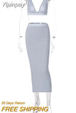 Yipinpay Trousers+Short Top Suit Sexy V-Neck Backless Vest Women Pants Suit Solid Color Slim Skirt Suit Female Casual Sports Suit