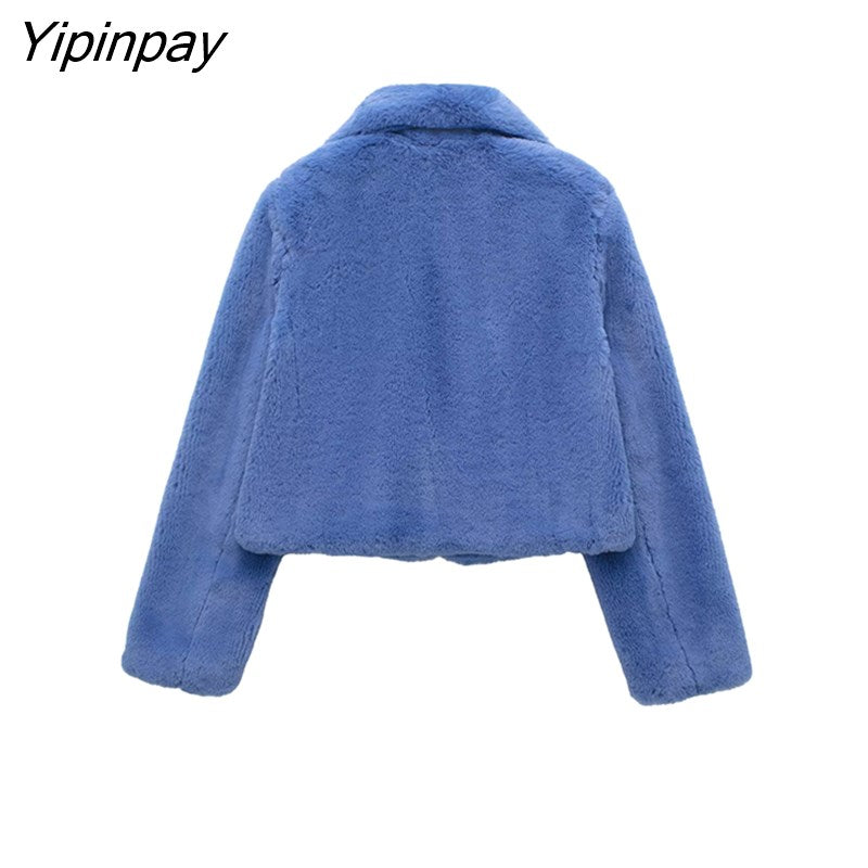 Yipinpay Newest Faux Fur Coat 2023 Fleece Cardigan Jacket Female Winter Thicken Coat Women Overcoat Casual Warm Plush Mujer Chaqueta