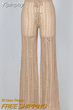 Yipinpay Hollow Out Knitted High Waist Sexy Pants Women Fashion Crochet Loose Autumn Trousers Women Cotton Casual Ladies Pants