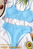 Yipinpay Waist Swimsuit Women Swimwear Push Up Bikini Patchwork Bikini Set 4 Color Beachwear Sexy Swimming Suit Large Size Swimwear