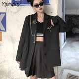 Yipinpay Women suits Patchwork suit coat Loose Long Elegant ladies overcoat Casual female suit 2023 HOT women jacket