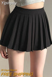 Yipinpay Micro Pleated Skirt Women Sexy Skort Vintage Preppy High Waist A-line Black Mini Skirt Y2k Shorts School Casual Summer