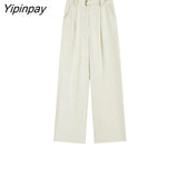 Yipinpay High Waist Wide Leg Trousers Loose Black Casual Pants Women