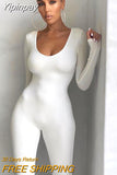 Yipinpay Fall Winter Long Sleeve Jumpsuit Women V Neck Bodycon Rompers Womens Jumpsuit Black Casual Fitness Streetwear Overalls