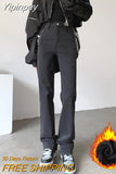 Yipinpay Winter Velvet Thickened Jeans Women's High Waist Straight Wide Leg Trousers