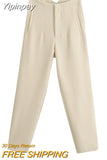Yipinpay Pants For Women Blue Green High Waist Woman Trousers Fall Fashion Streetwear Office Casual Beige Black Baggy Pants