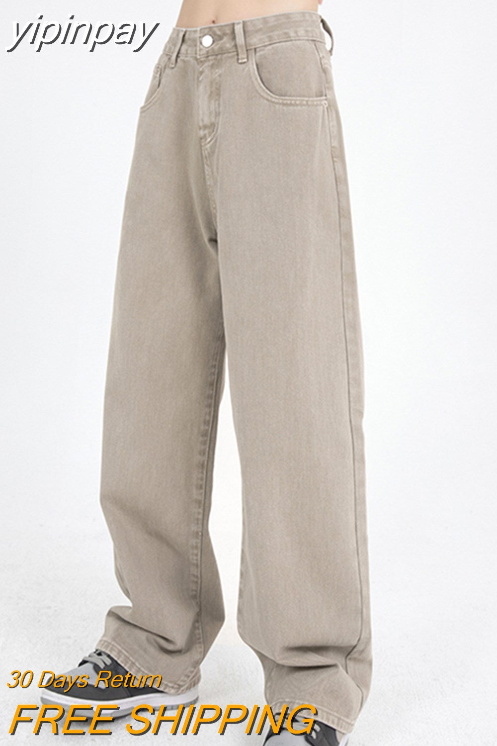yipinpay Vintage High Waist Women's Jeans Summer Korean Fashion Streetwear Wide Leg Jean Denim Trouser Straight Baggy Denim Pants