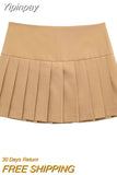 Yipinpay Pleated Skirt Shorts Women High Waist Skorts For Women Streetwear Short Skirts Woman Fashion 2023 School Grey Mini Skirt