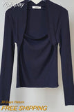 Yipinpay for Women Sueter Mujer Jersey Jumper Sexy Elegant Black Knitted Sweater Pullover Top Square Collar Sweaters Pull Femme