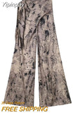 Yipinpay Printed Wide Leg Pants Women High Waist Baggy Pants Woman Y2k Streetwear Casual Pants Sets Tied Pareo Women's Trousers