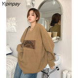 Yipinpay Oversized Women Tops Autumn Winter Casual Thick Letter Pullover Sweaters Women Long Sleeve Warm O-neck Women Sweater