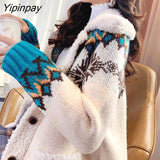 Yipinpay and Winter New Christmas Lamb Knitted Jacket Women 2023 New Korean Loose Lazy Jacket Female