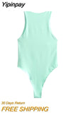 Yipinpay TRAF Fashion 2023 Summer Woman Bodysuit O-Neck Female Sexy Jumpsuit Women Slim Beach Jumpsuit Ladies Skinny Playsuits New