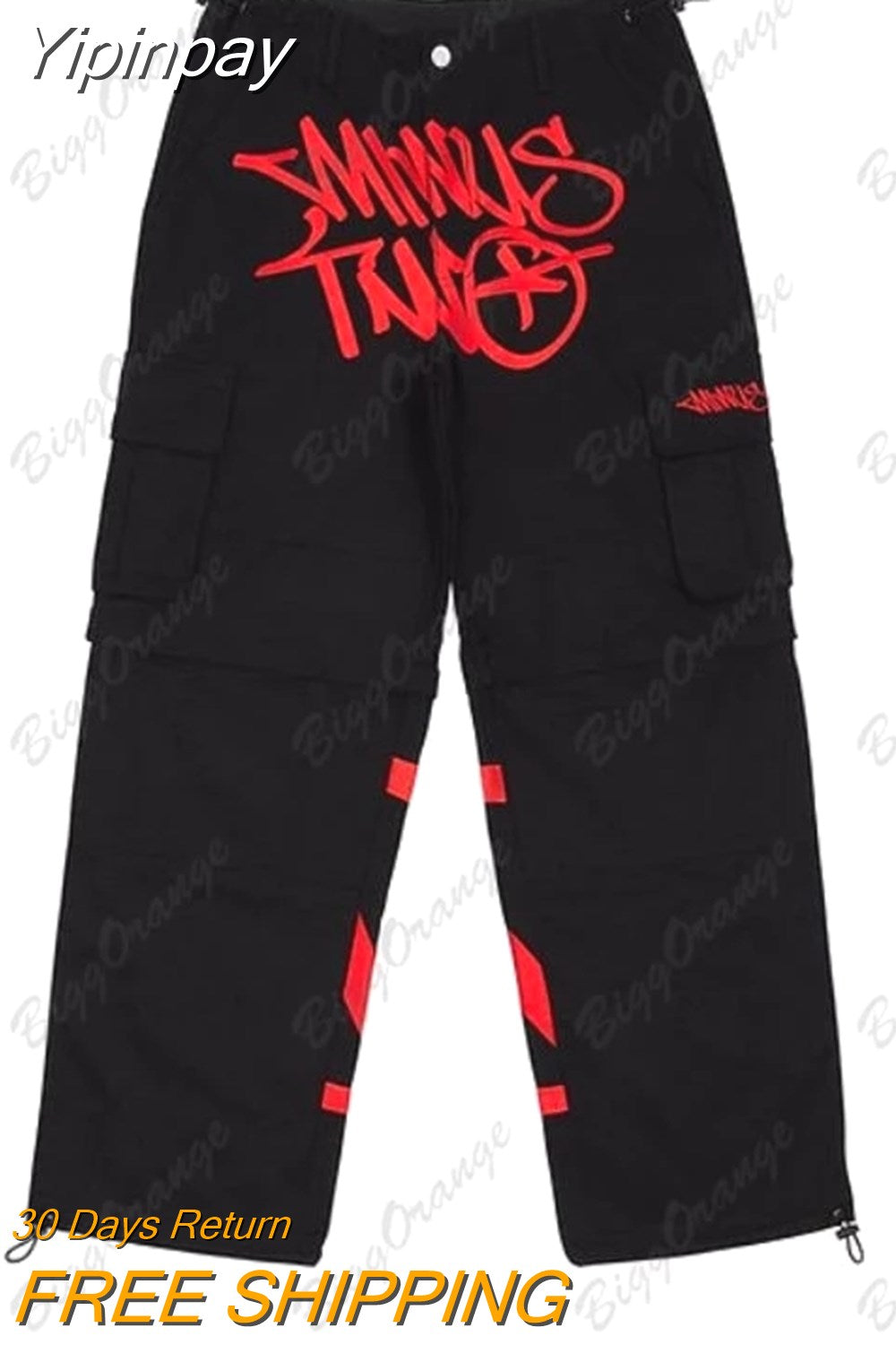 Yipinpay Overalls Retro Street Trend Men's Casual Pants 2023 New Fashion Harajuku Loose Punk Rock Straight Wide-Leg Pants Street Wear