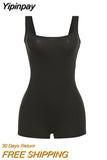 Yipinpay Slim Backless Bodycon Playsuit Women Jumpsuit Summer Romper Femme Street Solid Sexy Clothes Casual Sports Yoga One Pieces