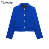 Yipinpay 2023 Autumn Winter Blazer Pant Sets Long Sleeve Coats Office Formal Single Breasted Jacket Zipper Trouser Outwear