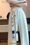 Yipinpay 2023 New Stylish Women Baggy Pants Sashes Casual Loose Elegant Office Ladies Wide Leg Pants Korean Chic White Trousers