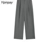 Yipinpay High Waist Wide Leg Trousers Loose Black Casual Pants Women