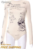 Yipinpay Summer Solid Print Slim Bodysuit Women 2023 O-Neck Long Sleeve Body Vestir Mujer Autumn Sexy Street Woman Clothes Outfits