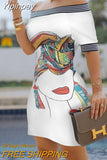 Yipinpay Women  Figure Print Striped Tape Bodycon Dress  Casual Dress  Elegant Fashion Chic Dress