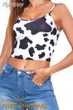 Yipinpay Women's Camisole, Sexy Sleeveless Backless Cow Print Cropped Tops for Party Vacation Travelling Dating Summer 2023