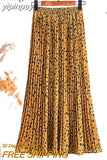 yipinpay Women Vintage New Fashion Skirt Elastic High Waist Pleated Leisure Retro Skirt Female Streetwear Luxury Faldas Clothes