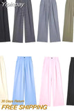 Yipinpay 2023 Baggy Pants Woman Multicolour High Waist Pants For Women Office Casual Wide Leg Trousers Women Summer Women's Pants