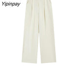 Yipinpay High Waist Wide Leg Trousers Loose Black Casual Pants Women