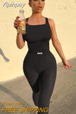 Yipinpay Summer Sleeveless Fitness Jumpsuit Women Rompers Rib Knitted O-Neck Letter Sexy Jumpsuits Femme Casual Sporty Overalls