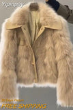 Yipinpay & Faux Fur Women's Warm Small Fragrant Coat Roupas Femininas Short Fur Coat Chaquetas Mujer Cropped Jacket Tops Slim Chic