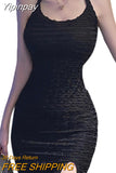 Yipinpay Women Bodycon Dress, Solid Color & Ruffle Halter Split Low Chest Hip Dress, Ladies Party/Bar/Club Mini Dress