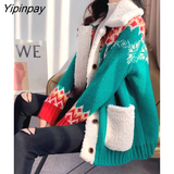 Yipinpay and Winter New Christmas Lamb Knitted Jacket Women 2023 New Korean Loose Lazy Jacket Female