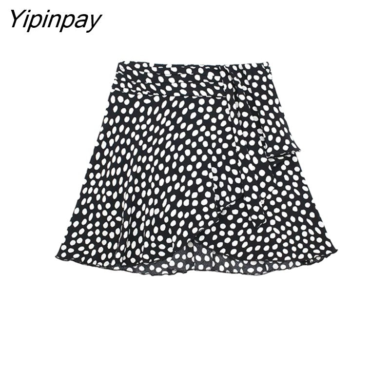 Yipinpay Summer Women Dot Printed Skirt 2023 Fashion Sexy Club A-line Short Dress High Street Beach Style Party Mini Skirts