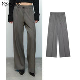 Yipinpay Solid Women Wide Leg Pants 2023 Spring Autumn Office Outfits Elastic Waist Pant High Street Drawstring Trousers