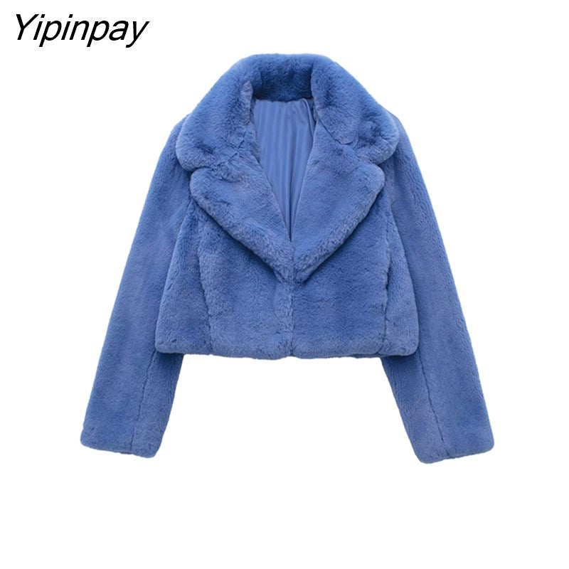 Yipinpay Newest Faux Fur Coat 2023 Fleece Cardigan Jacket Female Winter Thicken Coat Women Overcoat Casual Warm Plush Mujer Chaqueta