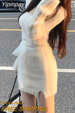Yipinpay Autumn Knitted 2 Piece Dress Set Woman Slim Bodycon Y2k Mini Skirt + Long Sleeve Fairy Crop Tops Female Casual Korean Suit