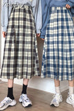 Yipinpay Spring Summer Women Long skirt A-line Korean style Casual Plaid Fashion Loose All-match student Fashion female skirts