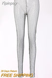 Yipinpay Crystal Diamond Shiny Long Pants Women Summer Fishnet Wide Leg Pants Femme Sexy Hollow Out Beach Party Trousers 2023