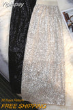 Yipinpay New Sequin Long Skirt Women Summer High Waist Elastic Wraps Black Skirts Female Fashion Elegant