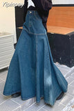 Yipinpay Long High Waist Versatile Fishtail Denim Skirt Woman 911