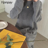 Yipinpay Winter Long sleeve Women sweater Korean Loose simply solid Long Knitted Pullover female sweater jersey mujer