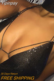 Yipinpay Sexy Sequins Women Camis Metal Women Summer Top Crop Top 2023 New Club Backless Bralette Beach Halter Party Camisole