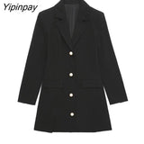 Yipinpay Women 2023 New Fashion Design Suit Style Dress Autumn Winter Vintage Long Sleeve Female Dresses Vestidos Mujer 8863/261