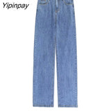 Yipinpay Blue Straight Jeans Woman Denim Pants High Waist Loose Jeans Casual Wide Leg Jeans Apricot Jean Trousers