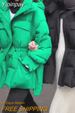 Yipinpay Korean Fashion Green Warm Parkas Coat Thicken Oversized Jackets Casual Parkas With Pocket Women Winter Coat 2023
