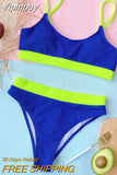 Yipinpay Waist Swimsuit Women Swimwear Push Up Bikini Patchwork Bikini Set 4 Color Beachwear Sexy Swimming Suit Large Size Swimwear
