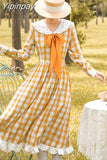 Yipinpay Sweet Autumn Women Pleated Dress JK Student Uniform Preppy Style Retro Embroidery Female Dresses 2023 HOT High Waist
