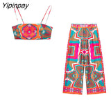 Yipinpay Women Fashion Print Autumn Shirts+Long Pants Set New 2023 Female 3PCS Sets Casual Top With Belt Street Outwear Mujer