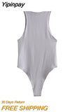 Yipinpay TRAF Fashion 2023 Summer Woman Bodysuit O-Neck Female Sexy Jumpsuit Women Slim Beach Jumpsuit Ladies Skinny Playsuits New